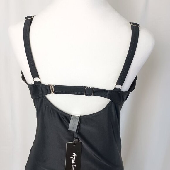 Aqua Eve Plus Size 12W Black One Piece Swimsuit NWT Padded Cups Slimming Fit - Picture 5 of 8